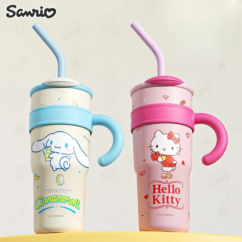 

Kawaii Sanrio Anime Hello Kitty My Melody Stainless Steel Straw Vacuum Cup Cute Cartoon My Melody Large Capacity Water Cup Gifts