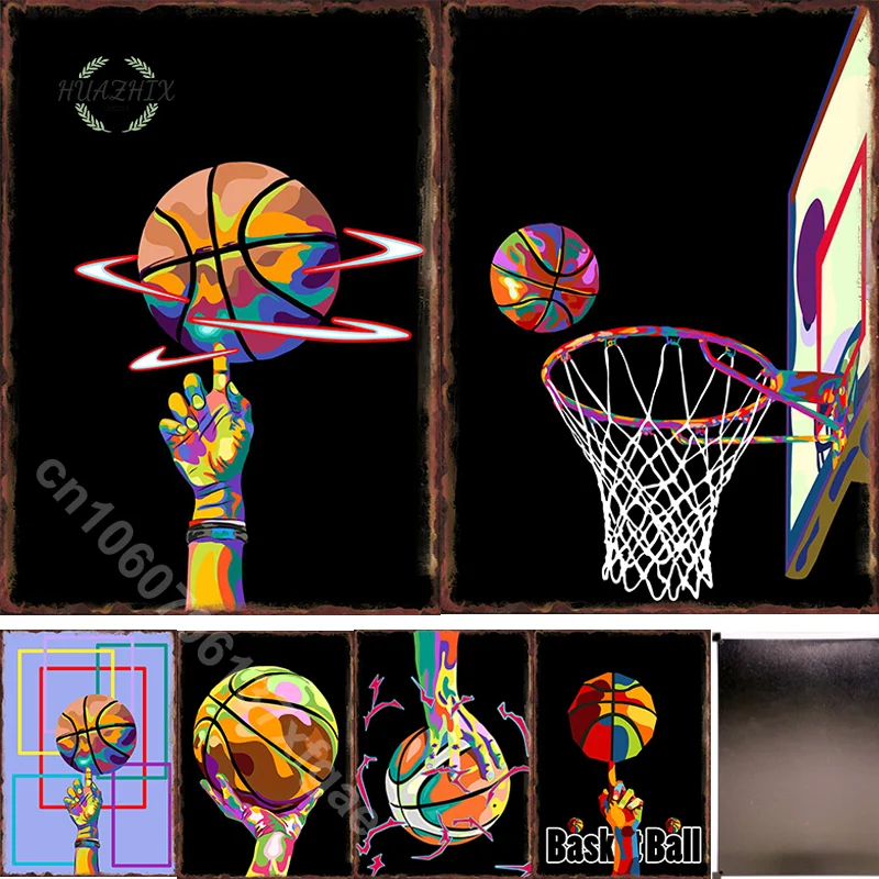 

Basketball Metal Tin Sign Controller Neon Abstract Plate Print Wall Home Room Decor Door Coffee Retro Art Club Cafe Decoration