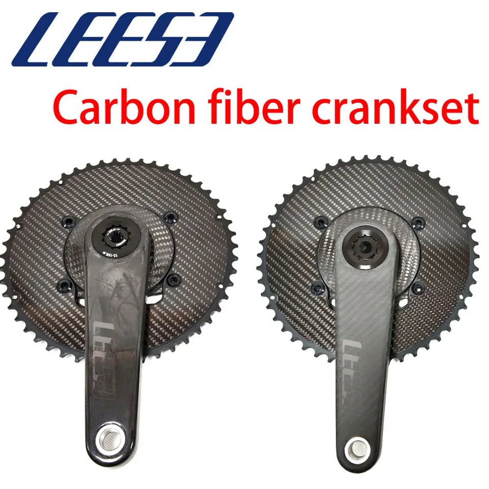 美品 LEESE LSE-PRO 160mm DUB 29 カーボンクランク LEESE LSE-PRO Carbon Fiber Double Chainring Crankset 50-34t 52-36t