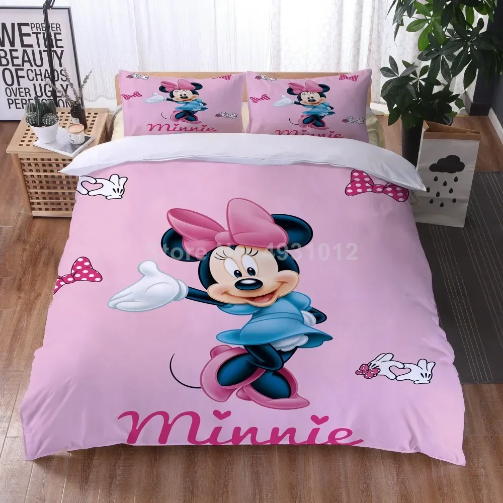 

Anime Mickey Minnie Mouse Cute Baby Duvet Cover Set Twin Bedroom Decor for Children Kids Boy Girl Queen King Size Bedding Set