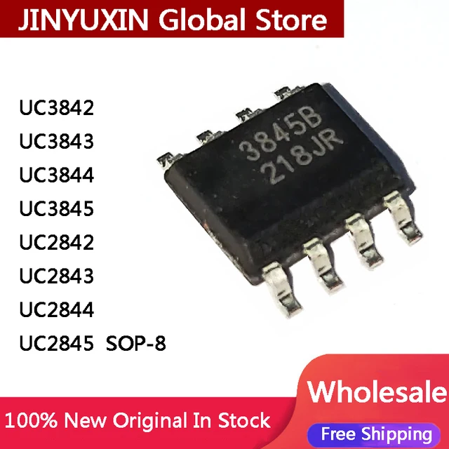 10-Pack UC3845B SOP-8 PWM Controller IC Chips - SMD-8 Mode Power Management