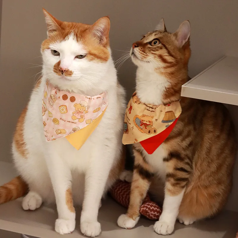 Pet Supplies New Cotton Printed Pet Triangular Scarf Saliva Towel Cat Puppy Bib