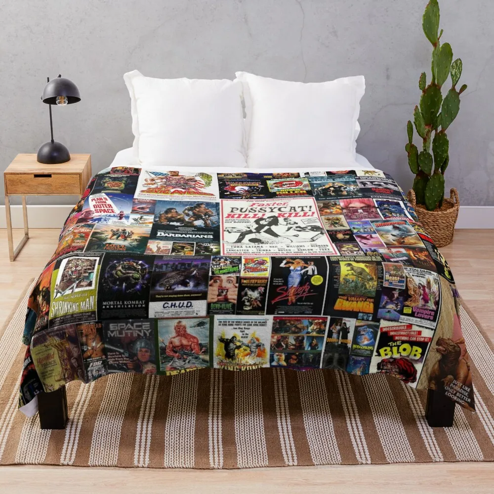 

100 Best B-Movies of All Time Collage Throw Blanket Blanket Fluffy wednesday