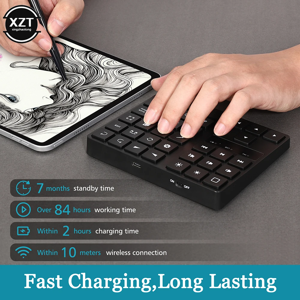 Teclado sem Fio Dual Number Bluetooth 5.0 35 Chaves Carga Laptop Chatpad Mac os Ios Ipad Novo - Imagem 2