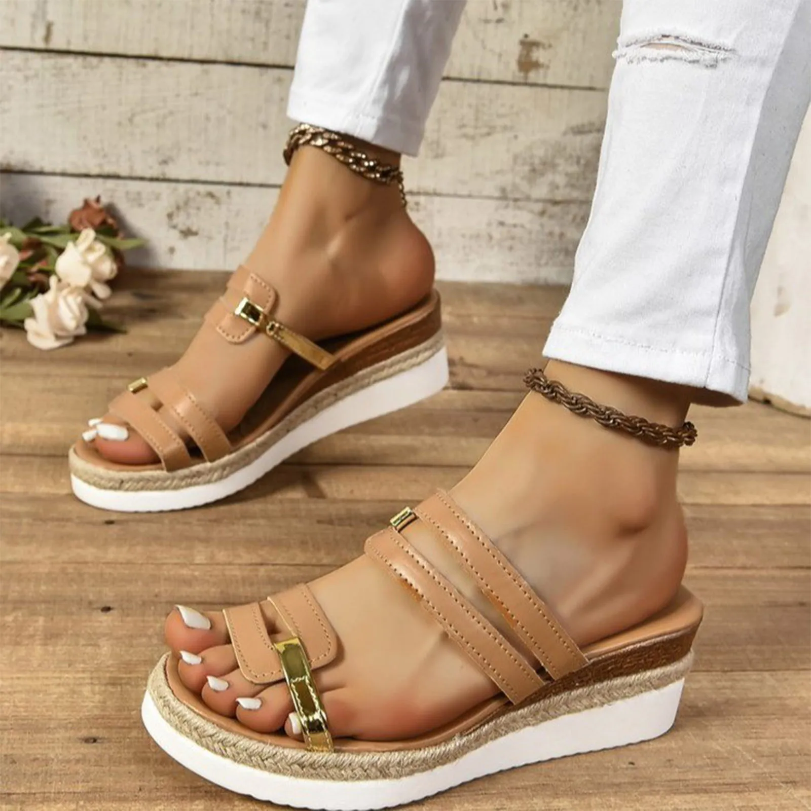NEW Summer Women Sequined Cloth Slippers Bling Wedges Platform Beach Casual Slides Woman Shoes Ladies Slippers Footwear