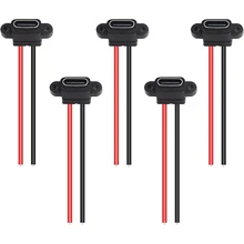 5PCS Type-C 암 섀시 2 핀 Type-C 암 소켓 커넥터 방수 잭 암 충전 포트 3A USB-C 충전기 플러그 Socke