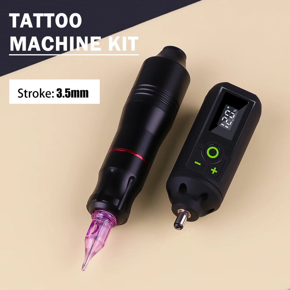 Professional Wireless Tattoo Gun Kit Rotary Pen 20pcs Cartridge Tattoo Needles for Body Art Permanent Makeup Machine Set