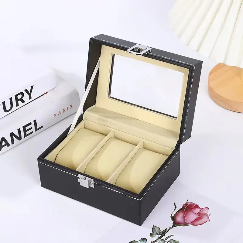 6 Slots PU Leather Watch Display Storage WristWatch Box Holder Storage Case Organizer Black Watch Bracket Display Box watch storage box watchband storage bag watch storage bag watch storage pouch watch display stand leather storage box