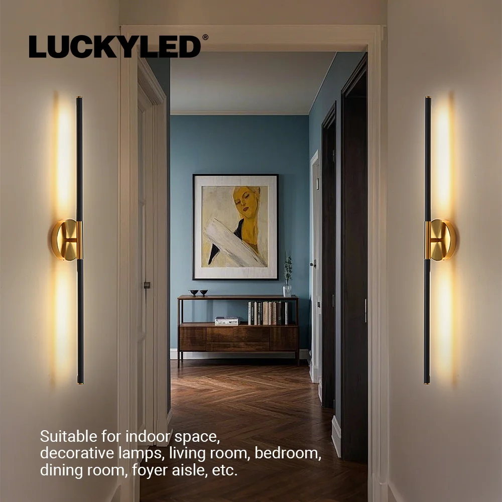 LUCKYLED Rechargeable 50/80cm Indoor Wall Lamp Gold Color Temperature Adjustable Light For Home Decoration