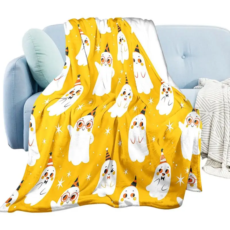 

Ghost Throw Blanket Thickened Fleece Halloween Throw Blankets Soft Spooky Blanket Decorative Lap Blanket For Couch Sofa Bed Dorm