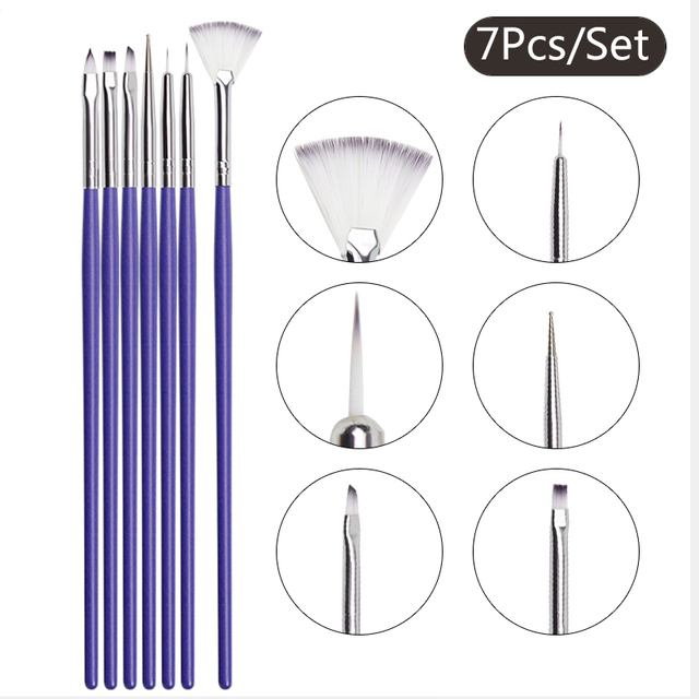 Acrylic French Stripe Nail Art Liner Brush Set 3D Tips Manicuring Ultra-thin Line Drawing Pen UV Gel Brushes Painting Tools
