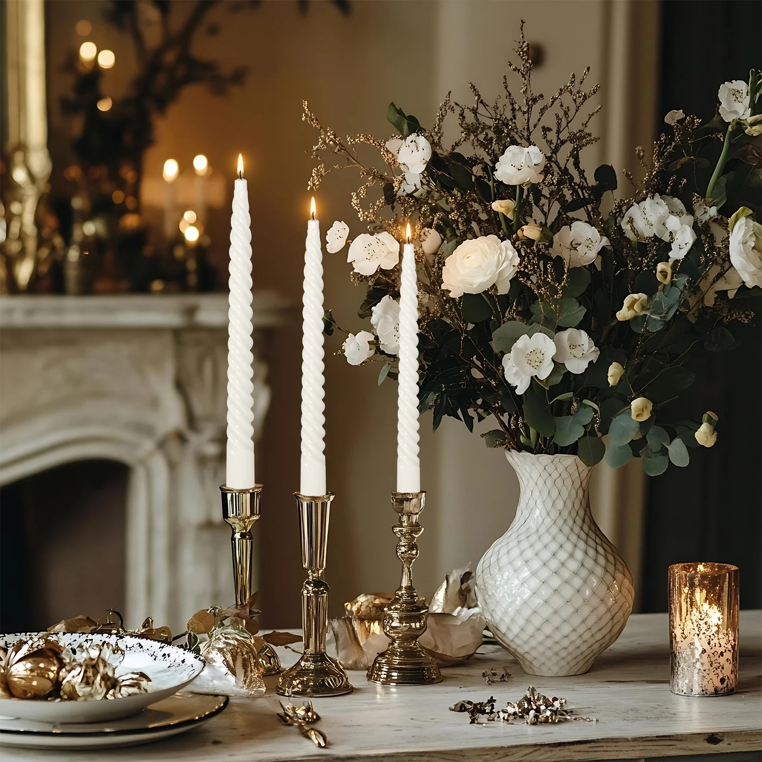 Vela Cónica Blanca, Mini Velas De Pilar De 7 Pulgadas, 4