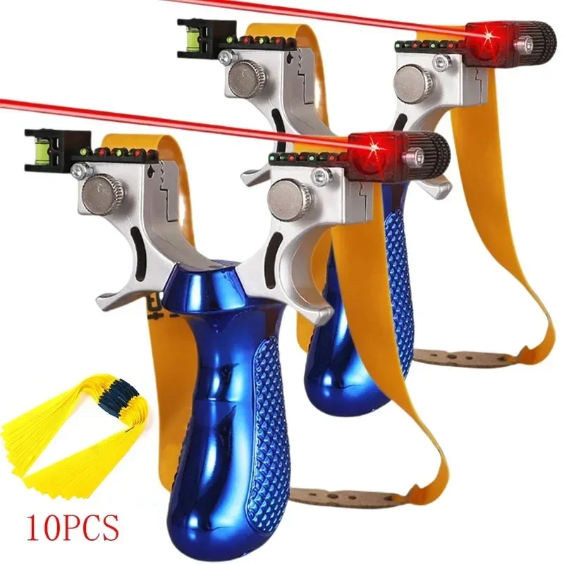 Slingshot 2PCS High Precision Slingshot Laser Spirit Level Rubber Bands Bow Catapult Infrared Outdoor Sling Shot Hunting Accessories