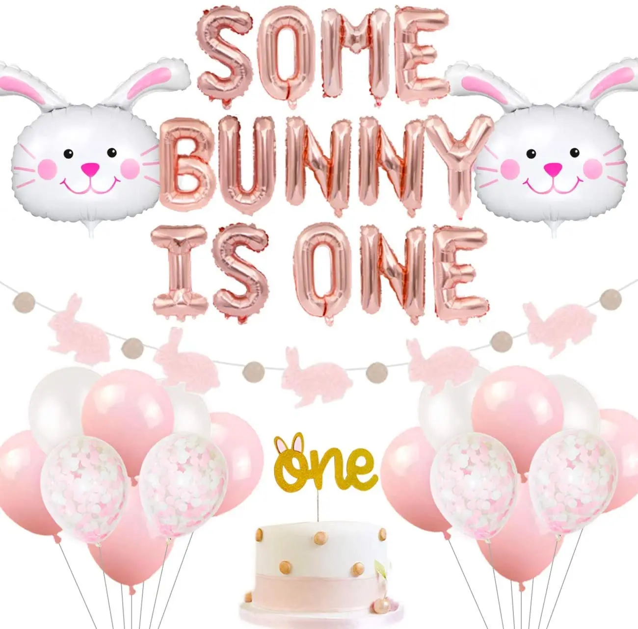 

Bunny 1st Birthday Party Decorations Some Bunny Is One Balloons Bunny Foil Balloons Garland for Girl First Birthday Supplies