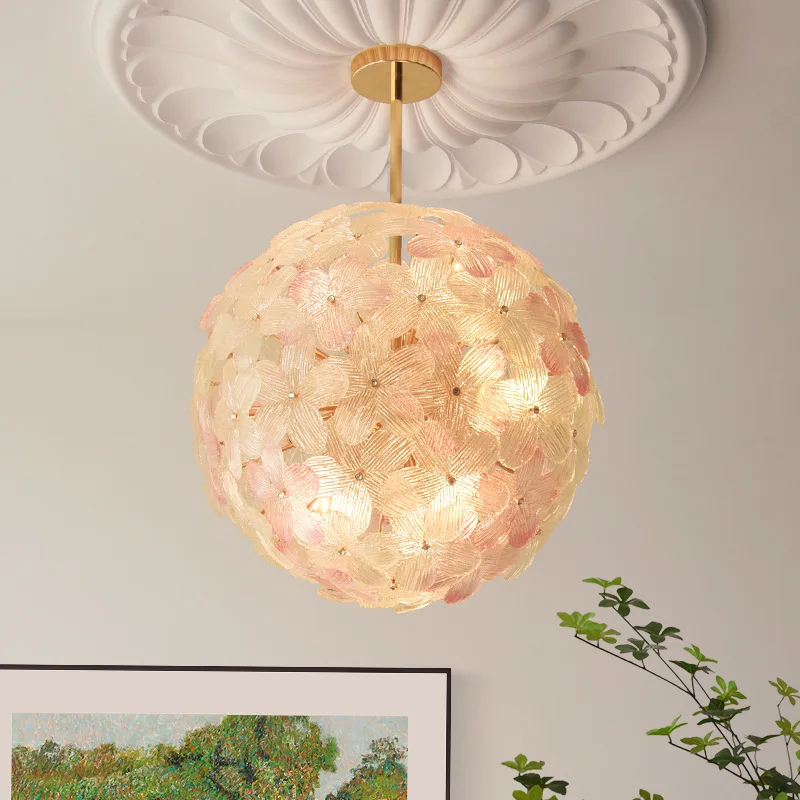 

French Cream Wind Crystal Light Modern Simple Luxury Living Room Creative Flower Master Bedroom Restaurant Pendant Light