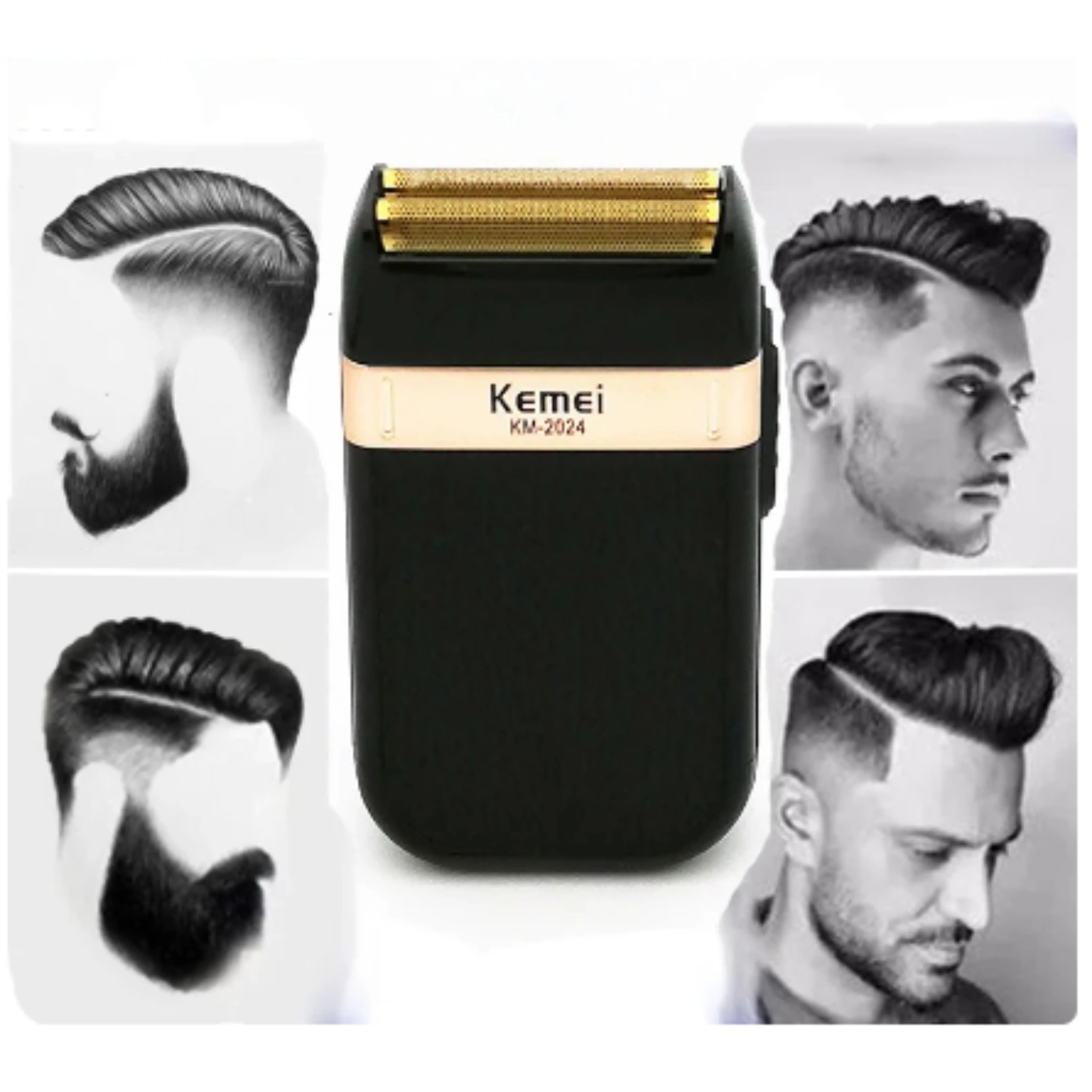 electric shaver Kemei- for Men Twin Blade Waterproof Reciprocating Cordless USB Rechargeable Shaving Barber Trimmer