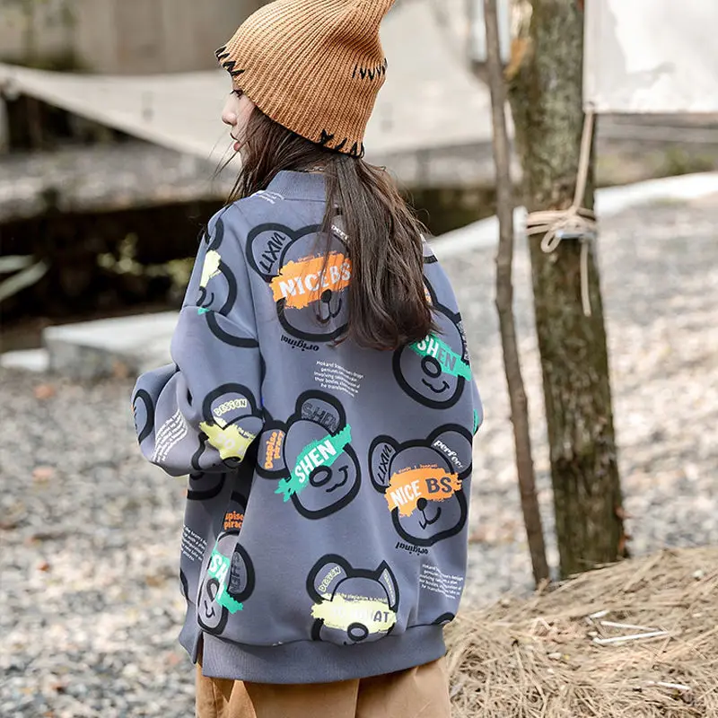 

Girls Plus Fleece Sweater Autumn And Winter Student High-end Children's Clothing Korean Version of The Big Boys And Girls Tops