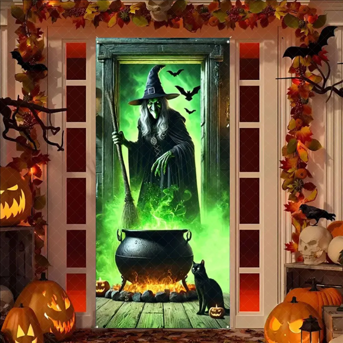 Gruseliges Halloween-Türbanner, Terror, Tag der Toten, Urlaub, hängender Hintergrund, blutiger Horror, Party-Dekoration, Zubehör, Türabdeckung – Detail 22