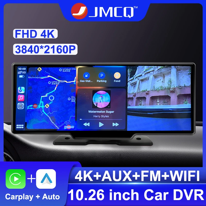 Jmcq Dash Cam 4k 2160p Car Video Recording Wireless Carplay&android