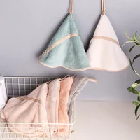 Round Cute Style Hand Towel Soft Coral Velvet Super Absorbent Handkerchief for Bath Polyester Fiber Towels with Hanging Loops 2