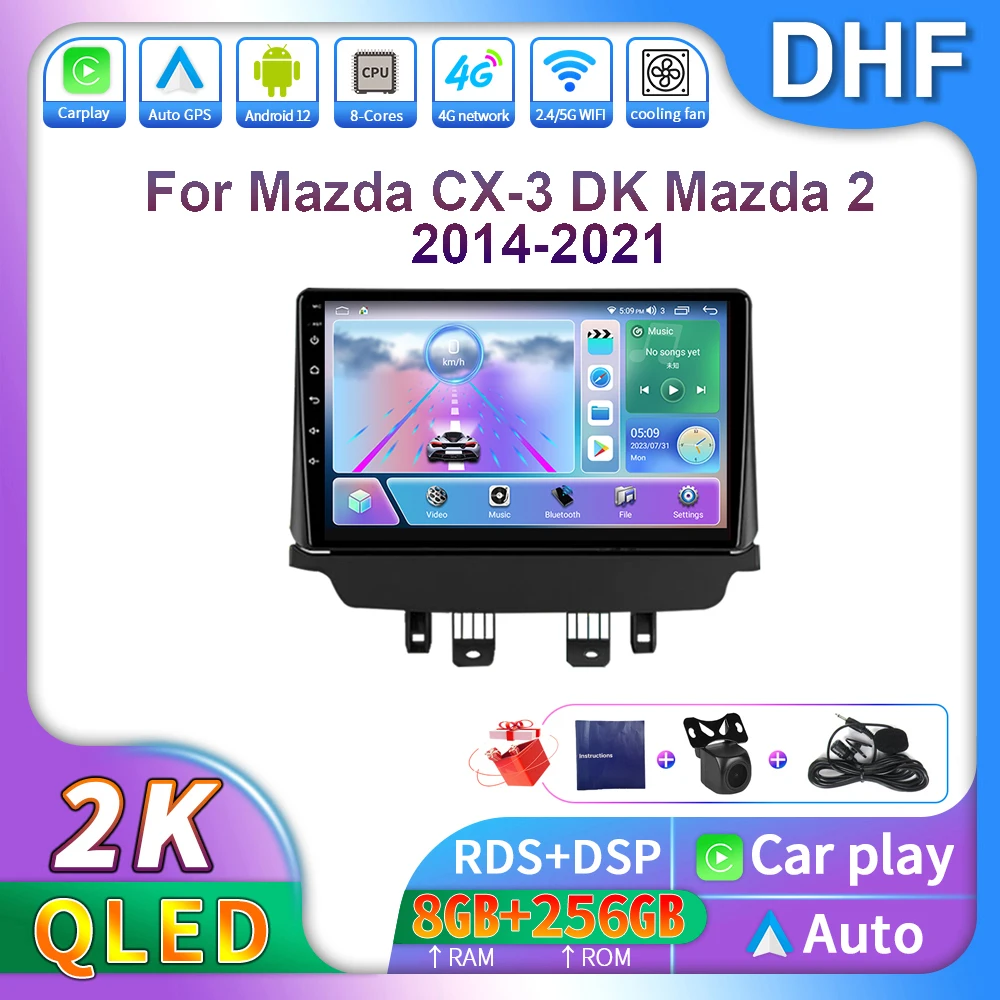

Автомобильная магнитола DHF Android 13 для Mazda CX-3 CX3, Mazda 2 DK 2014-2021, мультимедийный видеоплеер, стерео, GPS-навигация, Автомобильный плеер 2DIN