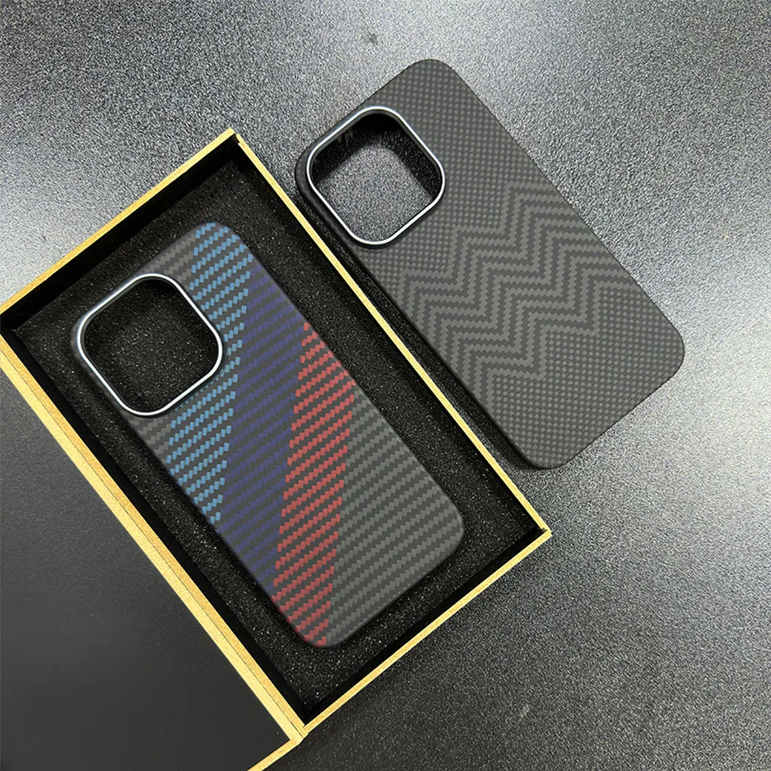 Real Carbon Fiber Phone Cases for iPhone 15 Pro Max Aramid Fiber Shockproof Ultra Thin Float Weaving process Ultra Thin Case