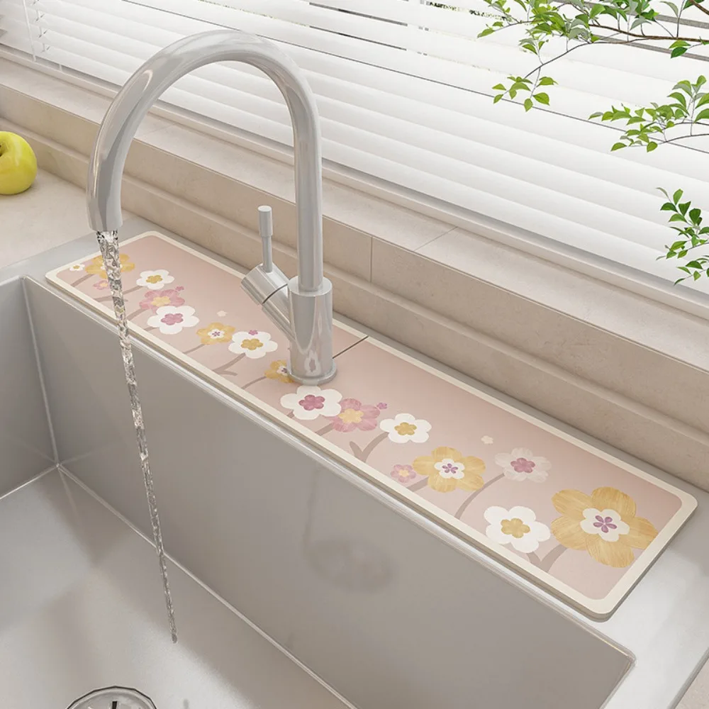 

Non slip Faucet Drain Pad Household Diatom Mud Quick Drying Sink Splash Guard Soft Countertop Protection Mat Bathroom