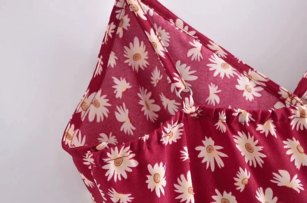 Francesa com Estampa Vintage sem Costas Mulheres Moda Floral Amarrada Mini Vestido Alças Finas Vestidos Femininos Mujer 2022 za 14 Computers & Electronics