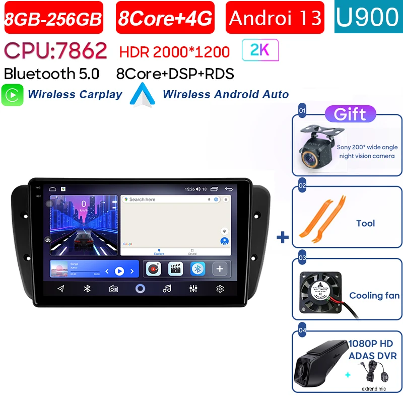 Android 14 Autoradio Für Seat Ibiza 2012-2015 - 9 Zoll GPS Navigation Mit CarPlay