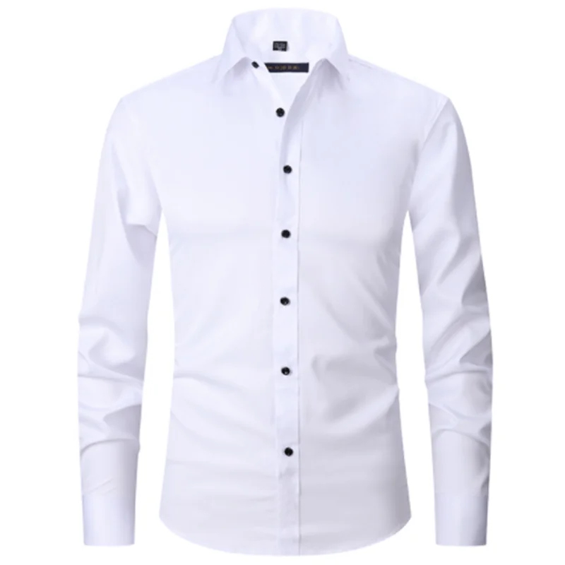 Men's Shirt Elastic Slim Fit Long Sleeve Top Men's Business Shirt Fashion Shirt Men's Clothing C0004