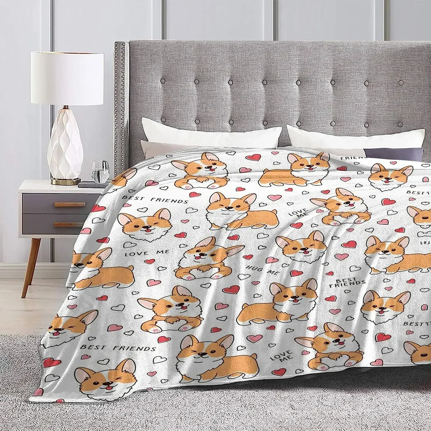 Corgi Blanket Cute Pet Dog Corgi Throw Blankets Super Soft Flannel Cozy Cartoon Pattern Animals Blanket Warm Lightweight 5