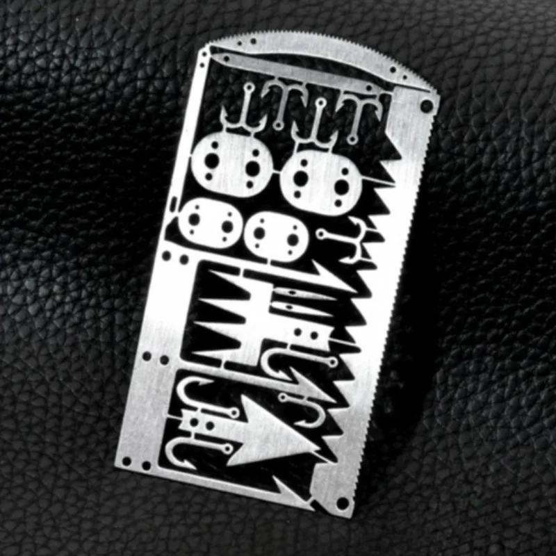 Outdoor Camping Outdoor Multifu Equipment Survival Tools Stainless Steel Card Fishing Portable Practical Hand Tools Supplies