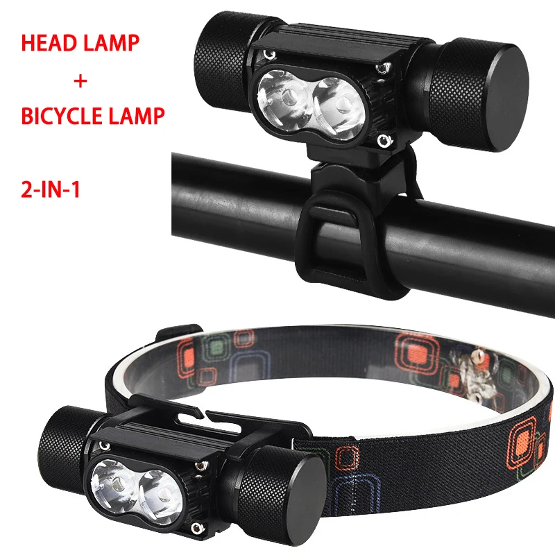 

Strong Light Bicycle Lamp T6 Headlight 2 In 1 LED Waterproof Portable 18650 USB Charging Outdoor Multi-function Riding Headlight