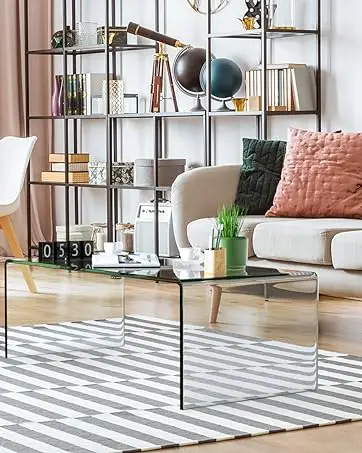 tangkula glass coffee table