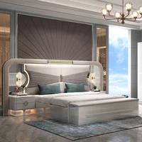 Meubles de chambre à coucher en cuir modernes avec fonction de Massage, ensembles de chambre à coucher, meubles de chambre à coucher de luxe King Size 1