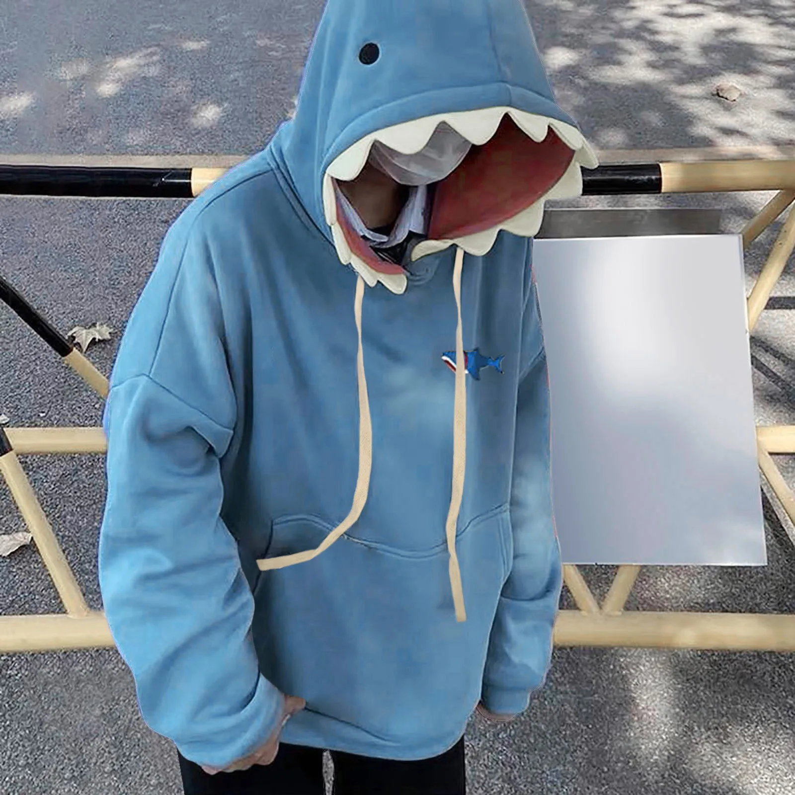 

Funny Shark Patchwork Hoodies Women Autumn Kawaii Sweatshirt 2023 Casual Long Sleeve Pullover School Couple Clothes New
