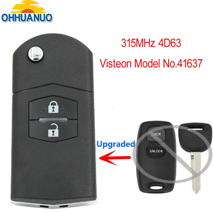 Upgraded Flip Remote Car Key Fob 2 Button 315MHz 4D63 for Mazda Visteon Model No.41637 | Автомобили и мотоциклы