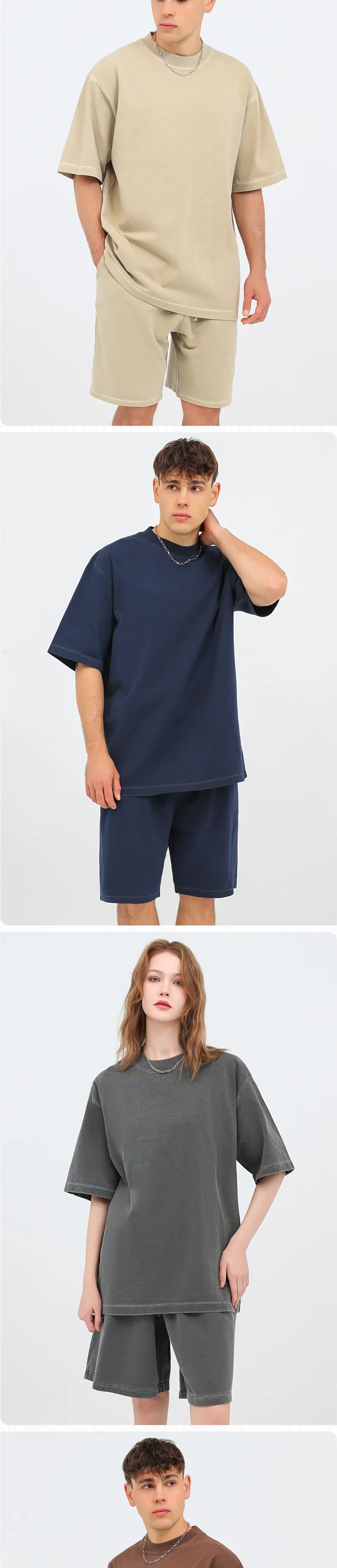 Maßgeschneiderte T-Shirts, kostenloser Druck, Logo-Bilder, Vintage-Waschung, Farbverlaufskleidung, 100 % Baumwolle, kulturelle Hemden, Übergröße, lockere Shorts – Detail 6