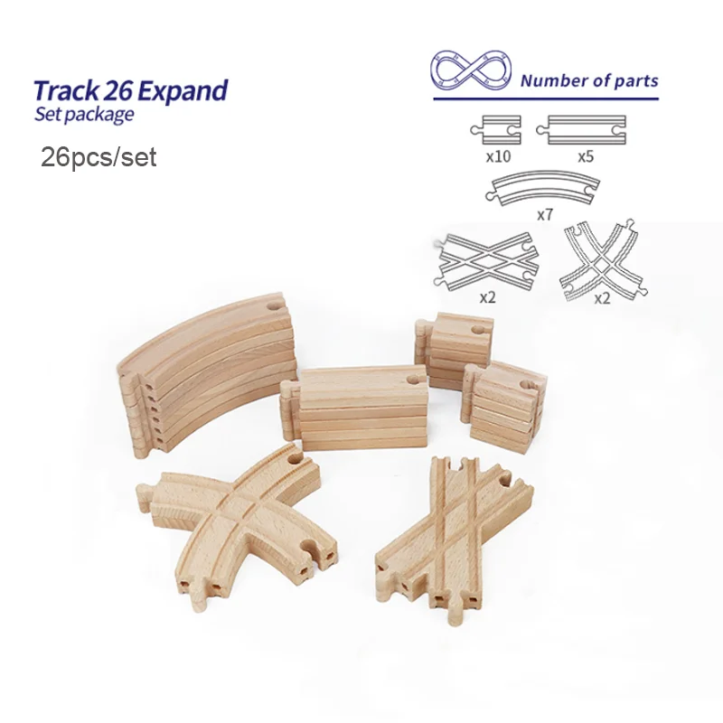 26 teile/paket hölzerne Bahngleise setzen Erweiterungs paket kompatibel mit Thomas Holzzug fit Brio und große Eisenbahn Spielzeug marke
