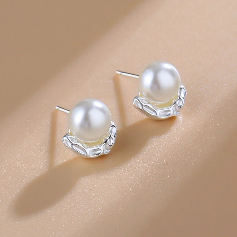 

Fashion Silver Plated Pearl Bead Stud Earrings For Women Girls Wedding Birthday Jewelry Gift e2243