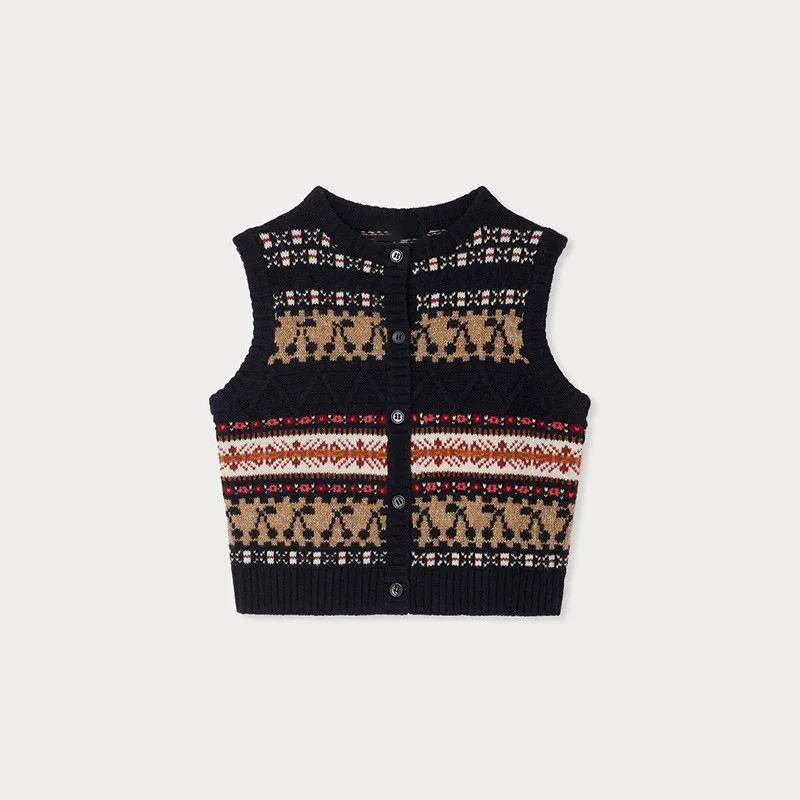 한국 2026년 신상 봄 여름  소녀 체리 니트 조끼 가디건 어린이 의상 스웨터 상하의