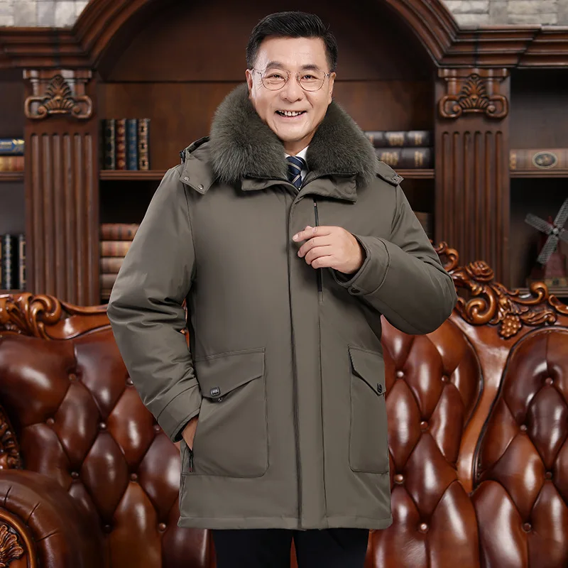 Puffer Jacket Men With True Fox Collar Genuine Feather Jacket Man Down Jacket Spring Autumn Winter Detachable Padding Male Parka