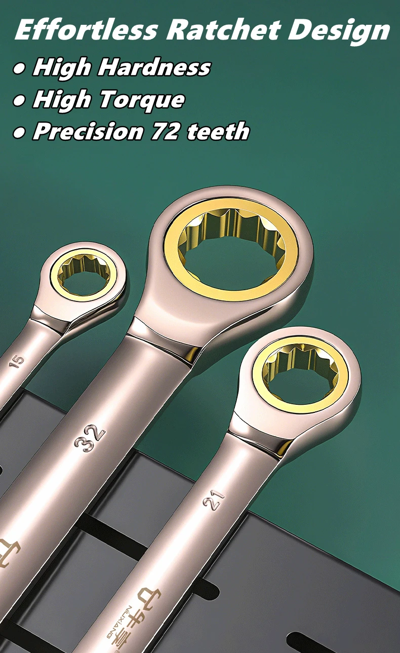 Universal 72-Tooth Ratchet Wrench Set for Automotive Repair and Maintenance