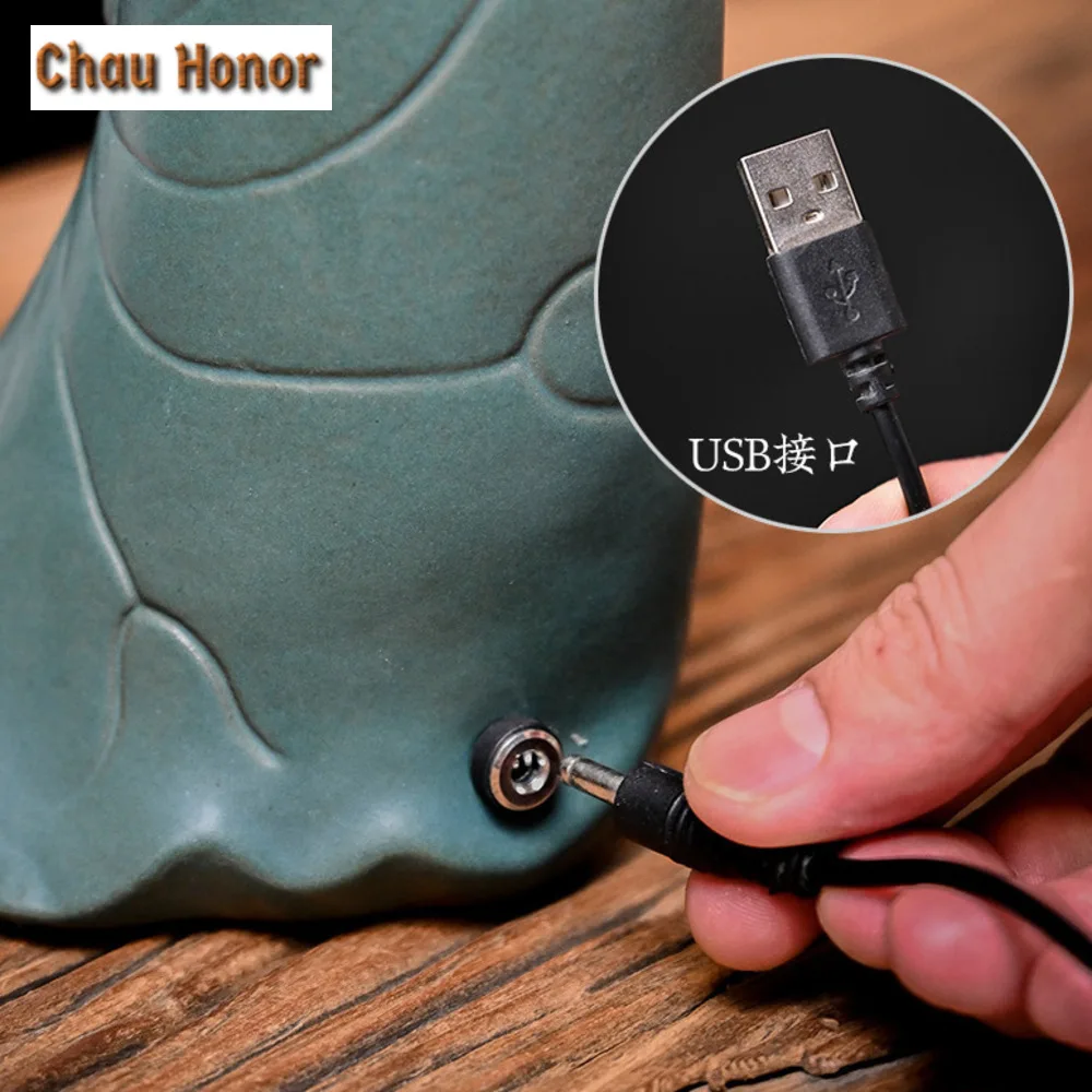 Lotus Leaf LED Backflow Hanging Ball Incense Holder Luxury Mist Smoking Steamers Scented Aromatic Candles Tea Items Ornaments