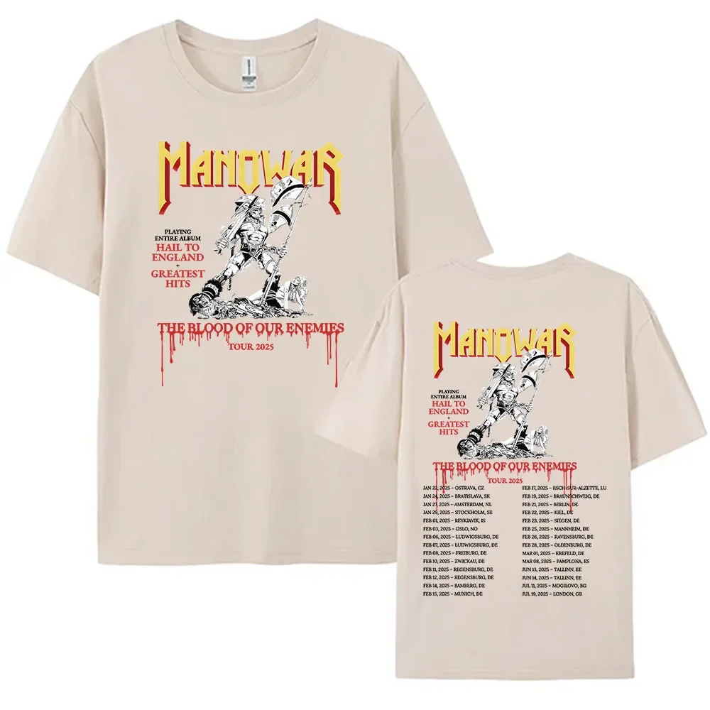 Manowar Hip Hop Band Print Tshirts The Blood Our Enemies Tour 2025 Tees Short Sleeve Cotton T-shirt Women Clothes Graphic Shirt 4