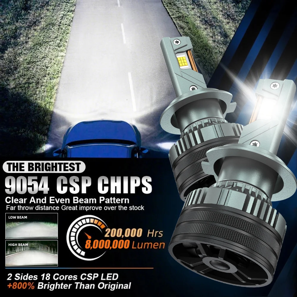 H7 LED 헤드라이트 1800000LM 8800W H4 3개의 구리 파이프 LED 라이트 전구 자동차용 12V 24V H1 H8 H11 HB3 HB4 9005 9006 9012 9007 6000K
