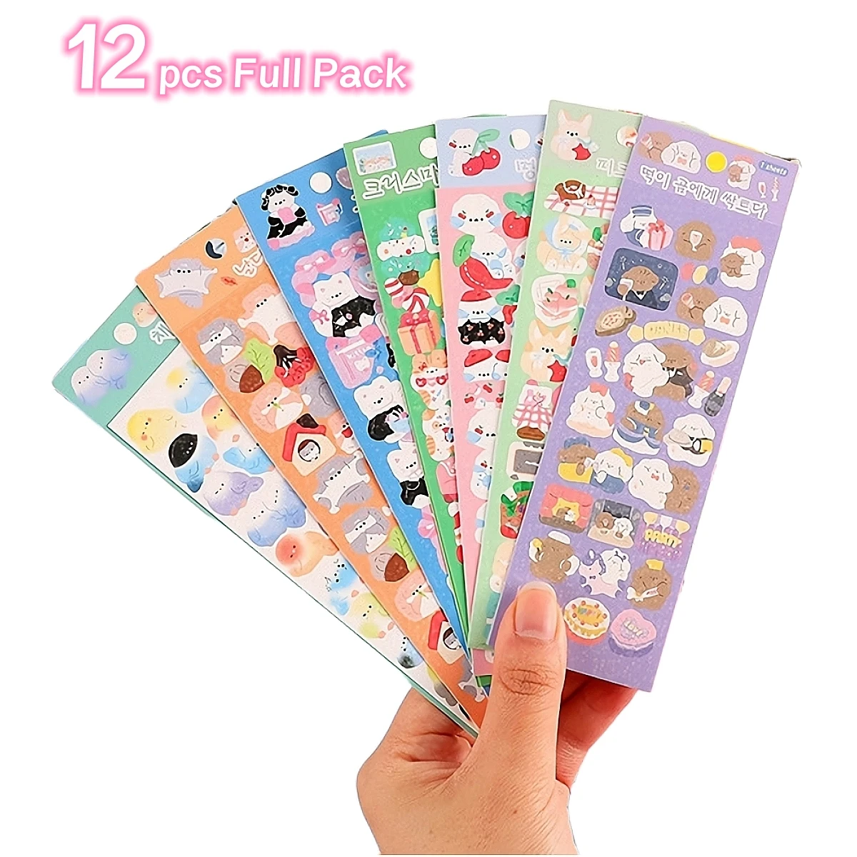 12pcsFamilyPetSeriesKoreanStyleCuteKpopToploaderDecoStickers
