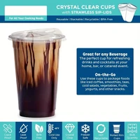 10pcs Plastic Cup With No Straw Mouth Direct Drinking Transparent Disposable Coffee Cup Suitable For Smoothies Cold Drinks Milk 4
