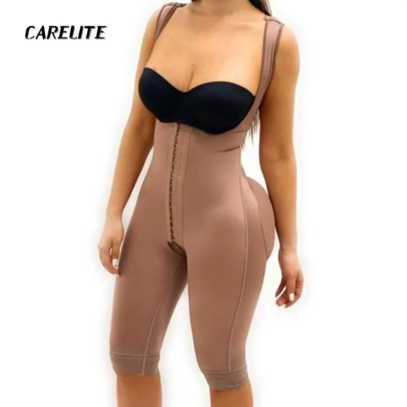 Sleeveless Knee Length Shapewear Braless Wide Shoulder Straps Butt Lifting Bodysuit For Women