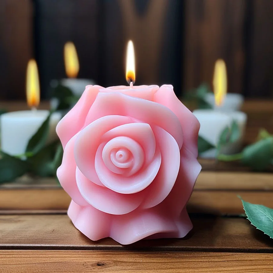 Rose Pillar Aromatherapy Candle Silicone Mold DIY Valentine's Day Style Expansion Stone Gift Mold